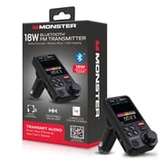Monster 18W Bluetooth FM Transmitter with QC 3.0 Fast Charging, Hands-Free Calls, Adjustable Equalizer, Large LCD Color Screen, USB/SD/Aux Audio Playback