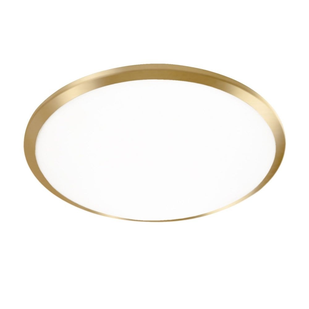 Malta 15" Brushed Gold LED Round Flush Mount with Opal Glass