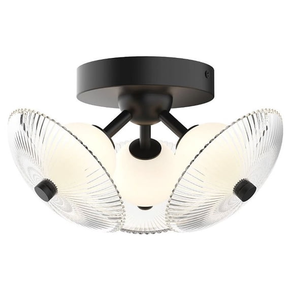 FM417604MBCR-Alora Lighting-Hera - 20W 3 LED Flush Mount-7 Inches Tall and 12.5 Inches Wide-Matte Black Finish
