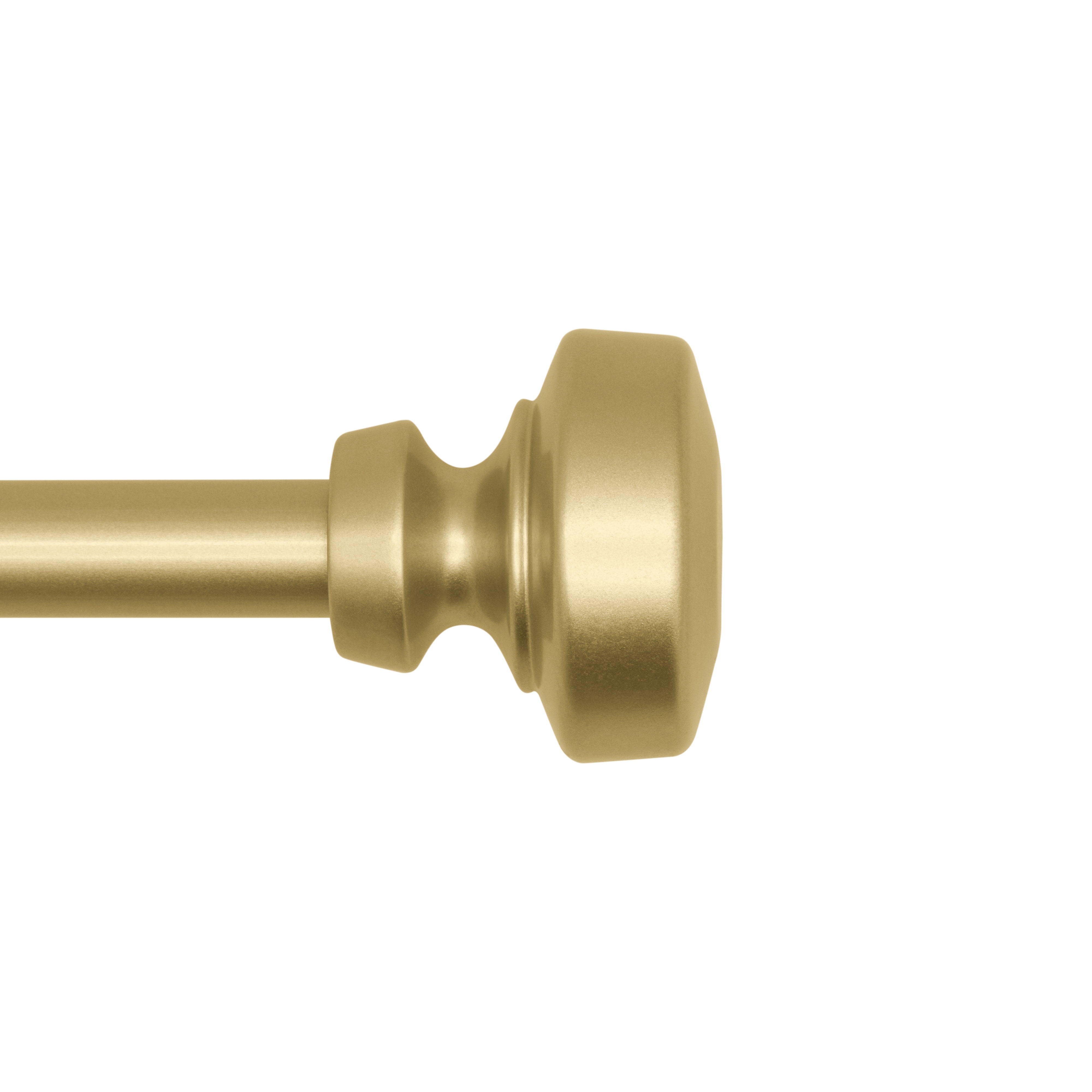 Lumino 5/8" Easy Mount Collection Shannon Brass Knob Adjustable Curtain Rod Set, 32-84"