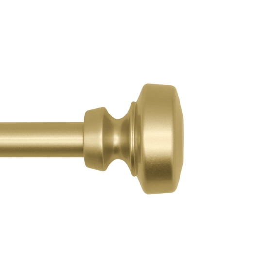 Lumino 5/8" Easy Mount Collection Shannon Brass Knob Adjustable Curtain Rod Set, 32-84"