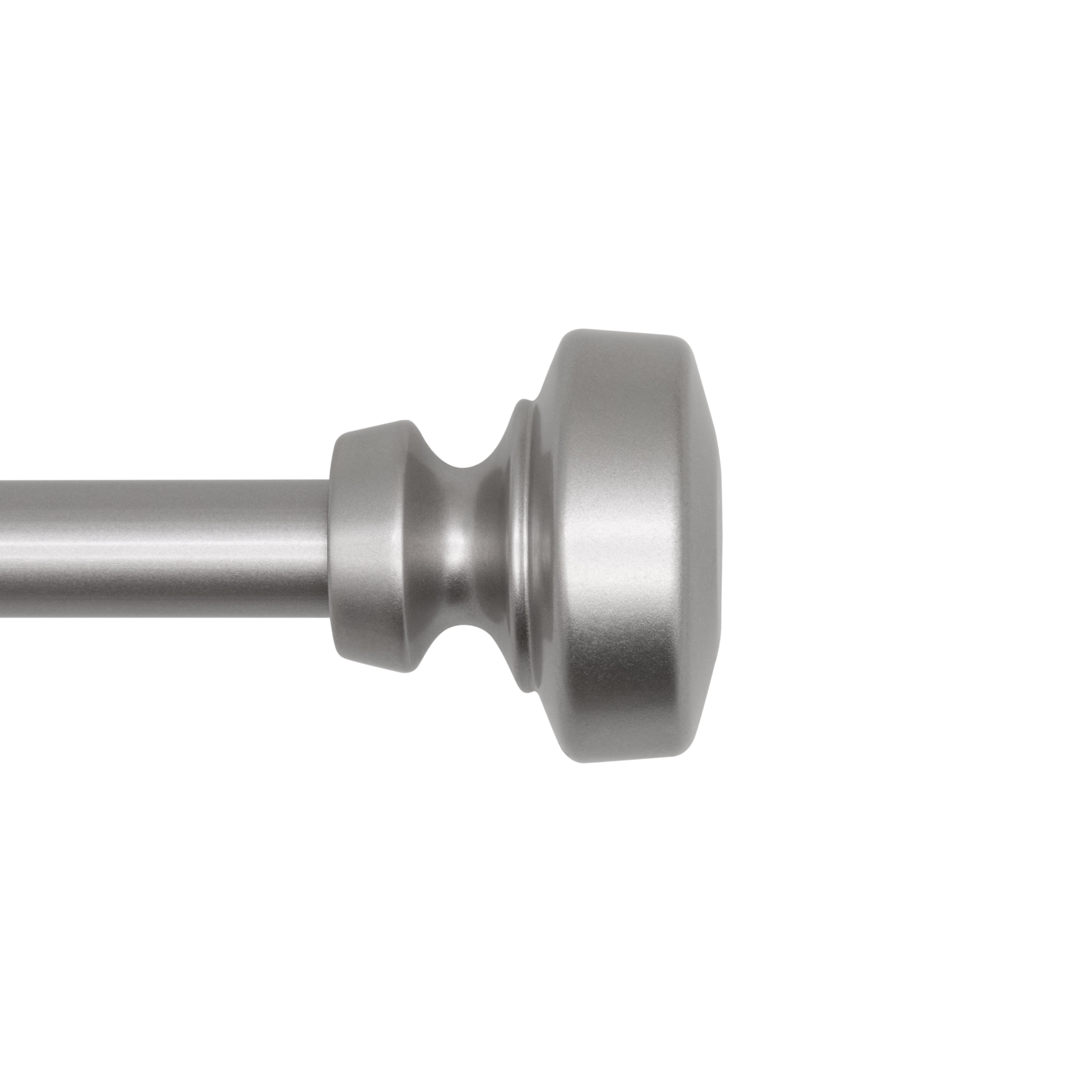 Lumino 5/8" Easy Mount Collection Shannon Nickel Knob Adjustable Curtain Rod Set, 32-84"