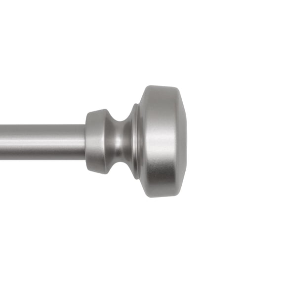 Lumino 5/8" Easy Mount Collection Shannon Nickel Knob Adjustable Curtain Rod Set, 32-84"
