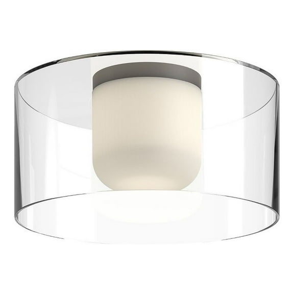 FM53512-BK/CL-Kuzco Lighting-Birch - 13W LED Flush Mount-6.75 Inches Tall and 12 Inches Wide-Black Finish