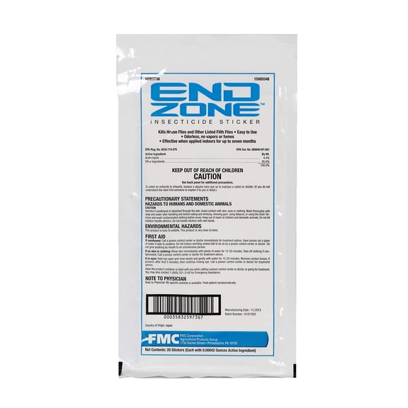 FMC TECHNOLOGIES EndZone Insecticide Stickers Fly Control - 1 Pack of 20
