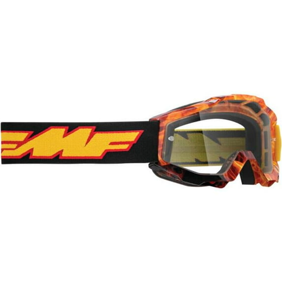 FMF Racing Powerbomb Spark Youth Goggles (OSFM, Black/Yellow / Clear Lens)