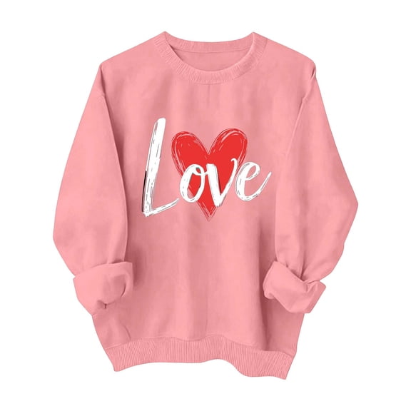 FMFYFH Womens Sweatshirts Crewneck Oversized Pullover Sweaters Cute Graphic Tops Valentines Day Sweatshirt
