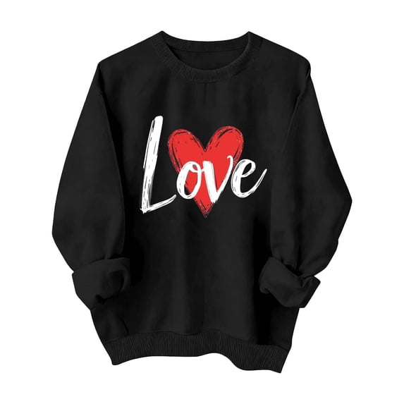 FMFYFH Womens Sweatshirts Crewneck Oversized Pullover Sweaters Cute Graphic Tops Valentines Day Sweatshirt