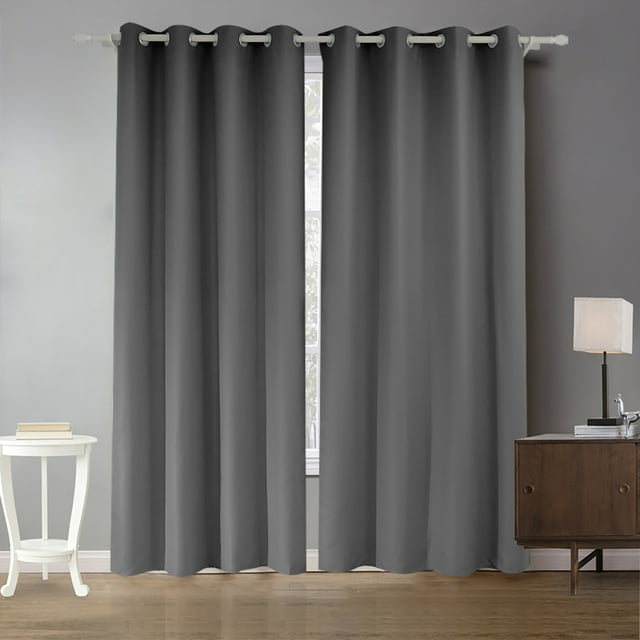 FMIX Blackout Energy Efficient Grommet Single Curtain Panel, 42"x90", Gray