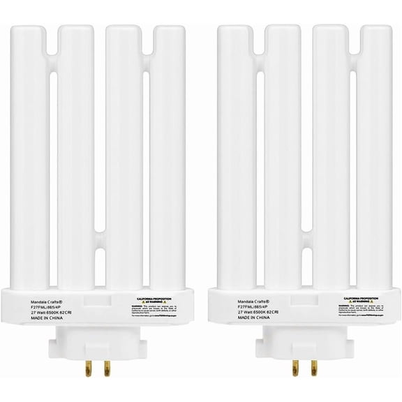 FML27 27-Watt 6500K Compact Fluorescent Light Bulbs with Quad Tubes, 2 Packs Daylight 4-Pin GX10q-4 Base FML Lamp 27 Watt