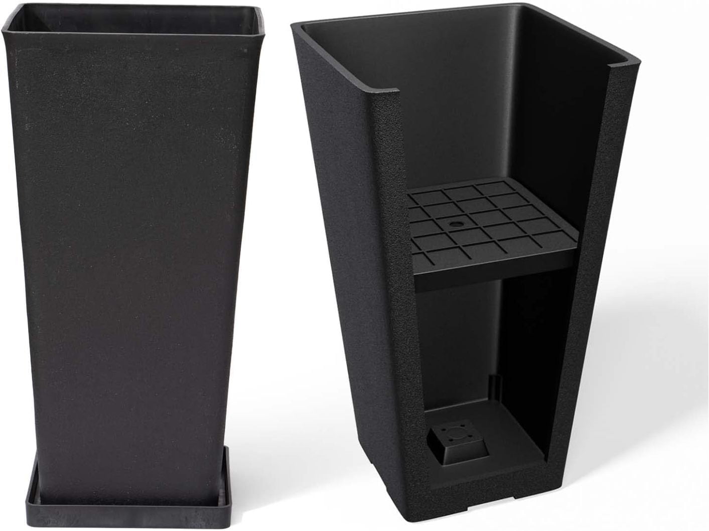 FMLP 20 Inch Tall Black Planters, Rectangular Outdoor Planters Set of 2 ...