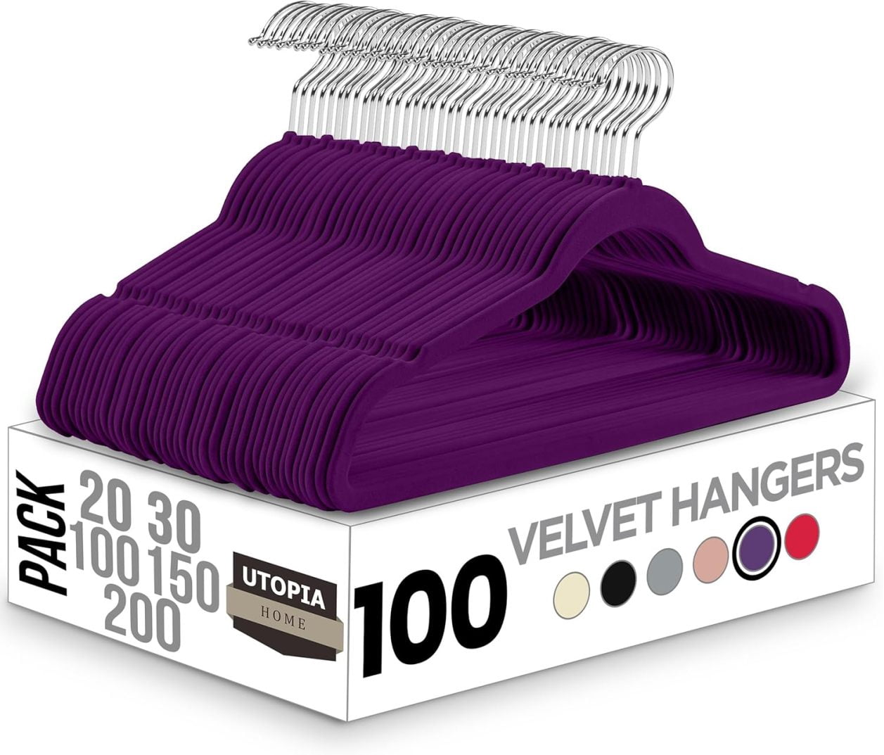 MELA'S Velvet Hangers, Set Of 100, Non-Slip Clothes Hanger, Small