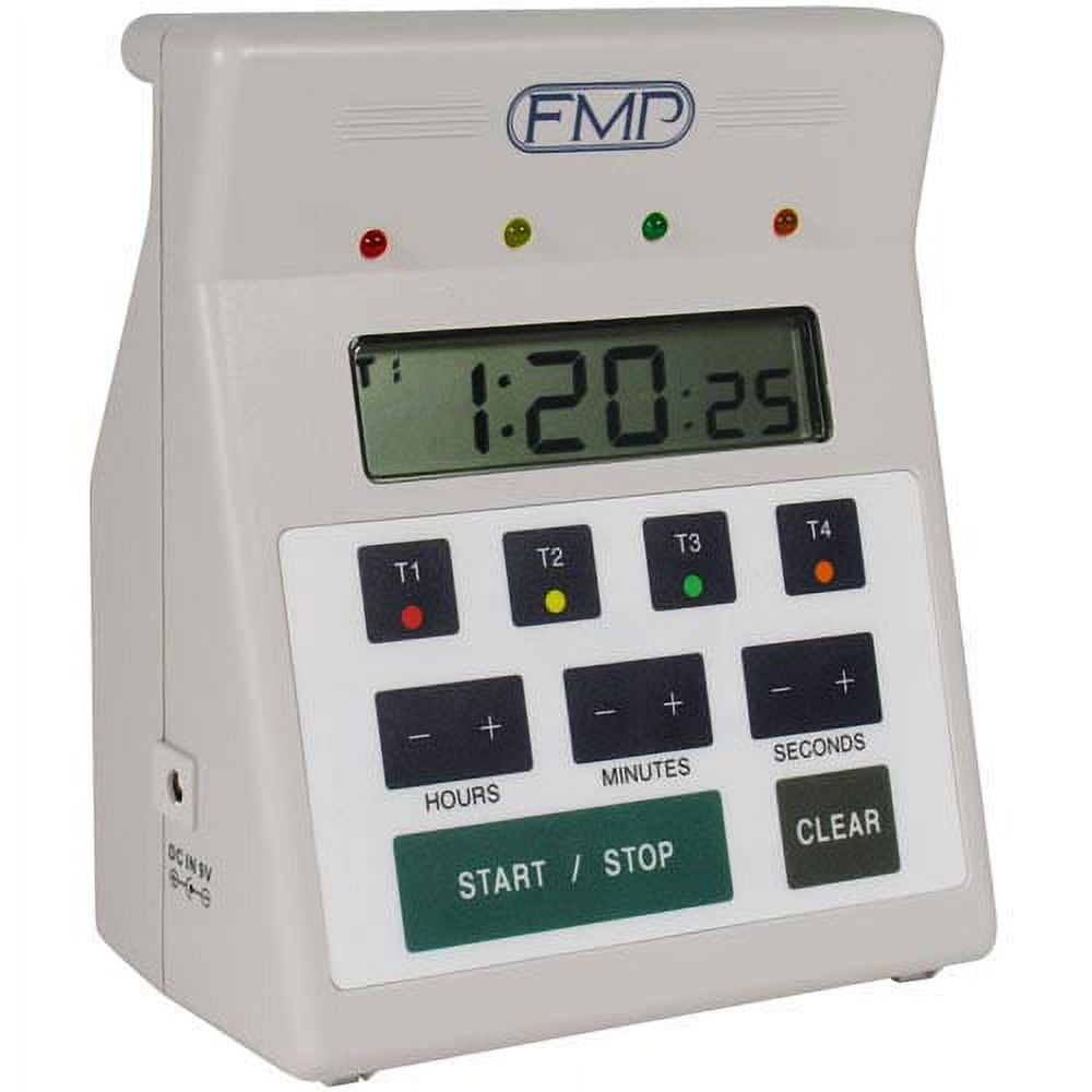 White Digital 4-Channel Kitchen Countdown Timer with Large LCD Display