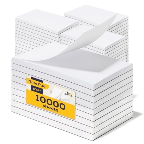 FMP Brands 10 Pack Note Pads 4x6, 100 Sheets Per Memo Pad, Writing Scratch Pad, Blank Notepad, White Waitress Server Note Pads, Paper Pad, To Do Grocery List Small Notepads
