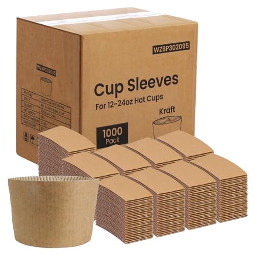 FMP Brands [1000 Pack] Kraft Coffee Cup Sleeves Disposable for Hot Drinks, Durable Corrugated Cardboard Cup Sleeves for 12-24 oz Cups, Beverage Insulator and Hand Protection for Hot & Cold Drinks