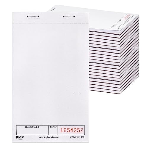 FMP Brands 20 Pack Guest Checks Pads, Server Notepad for Waitress, Memo Scratch Pad Server Waitress Waiter Book, Order Pads for Servers, Numbered Paper Notepads for Restaurant, Bar, Cafe, Diners