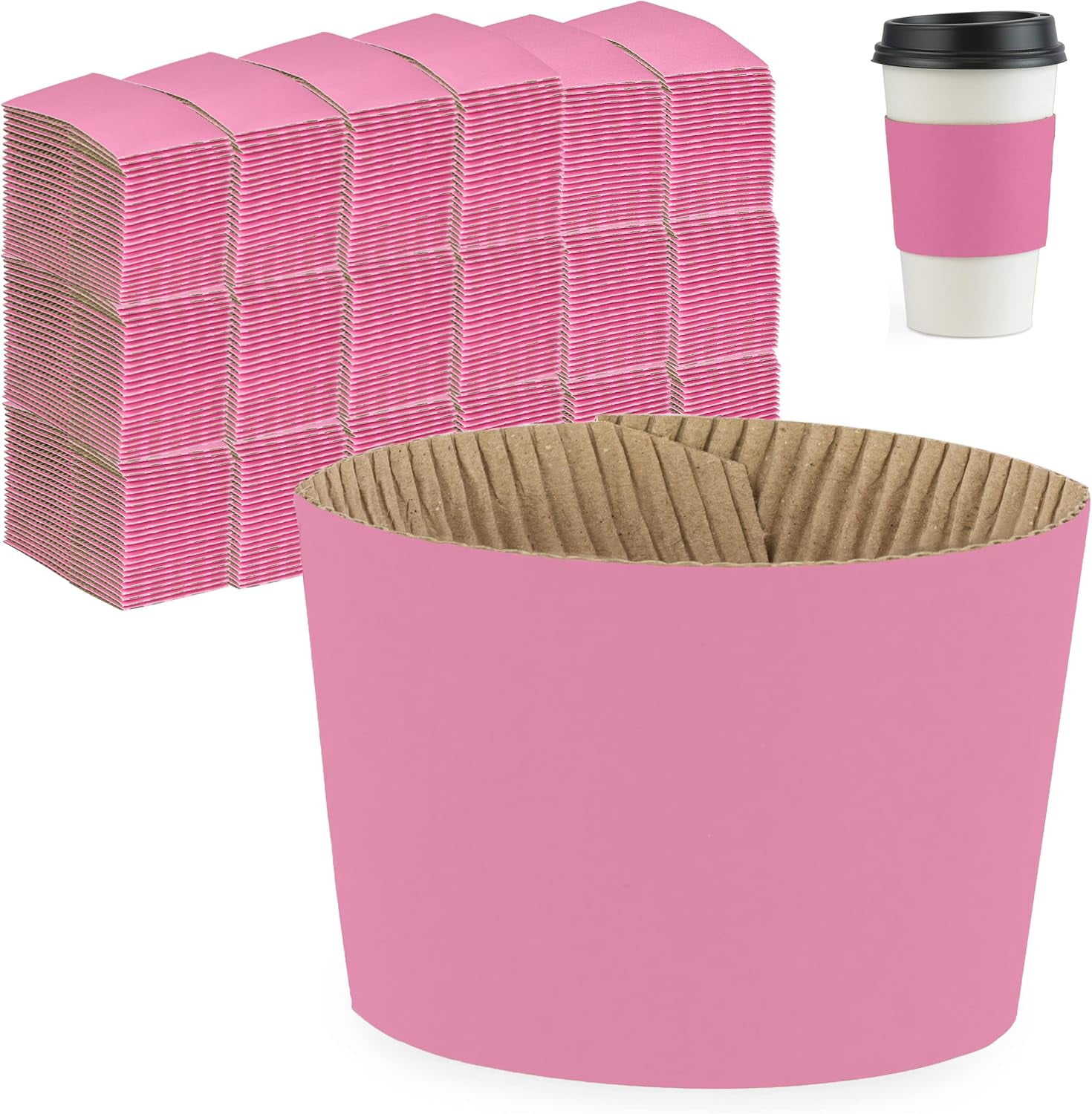 FMP Brands [500 Pack] Pink Coffee Cup Sleeves Disposable for Hot Drinks ...