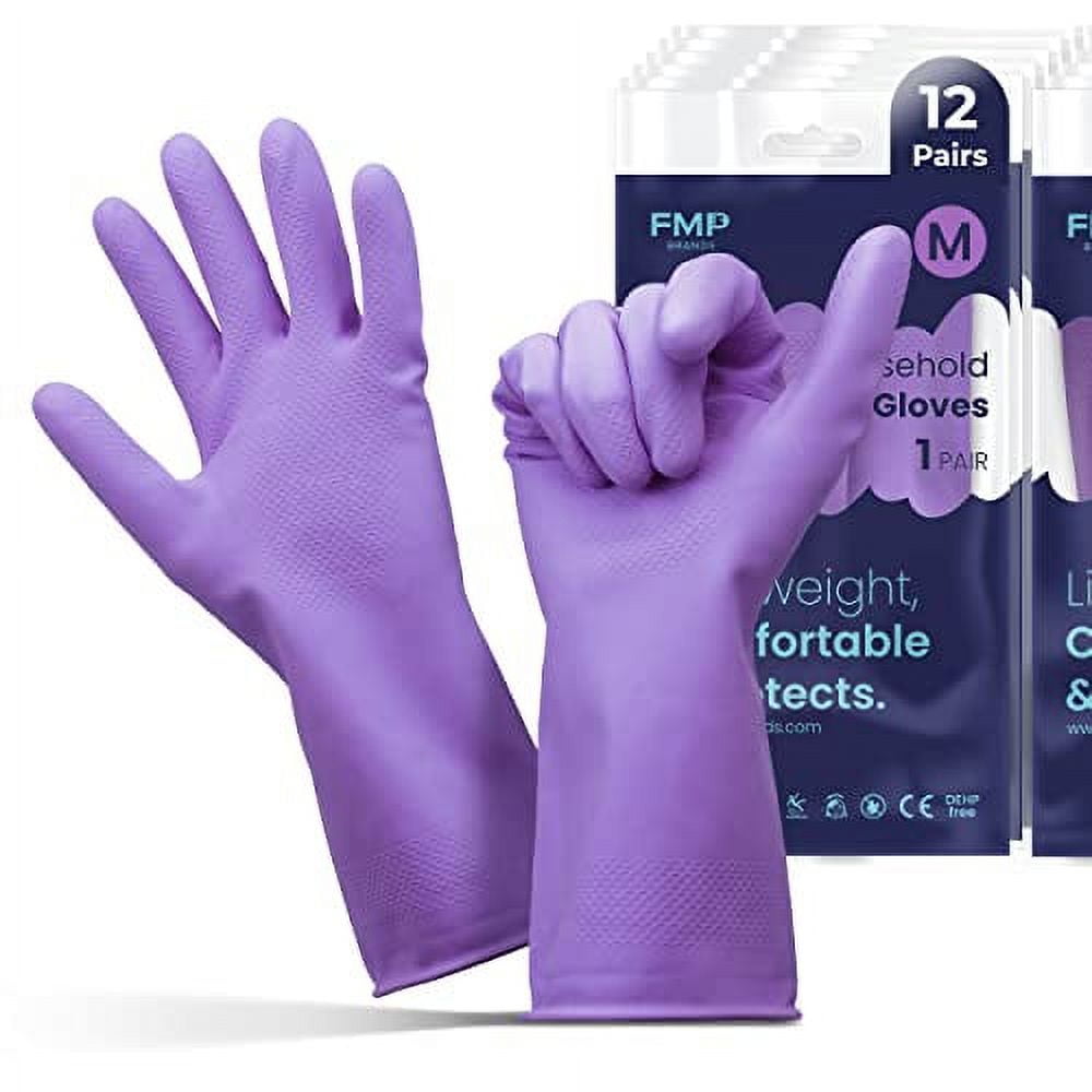 FMP Brands Cleaning Gloves 12 Pairs Rubber Gloves for Washing Dishes