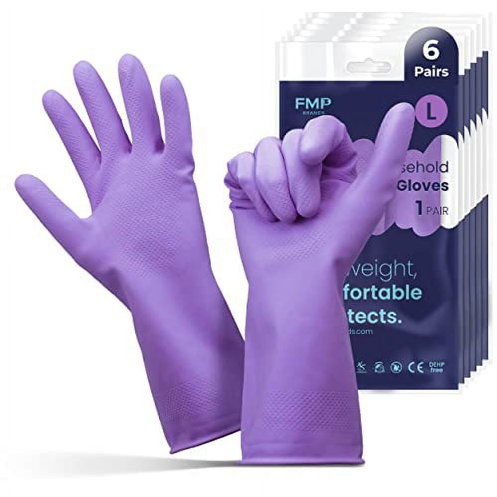 FMP Brands Cleaning Gloves 6 Pairs Rubber Gloves for Washing Dishes Non