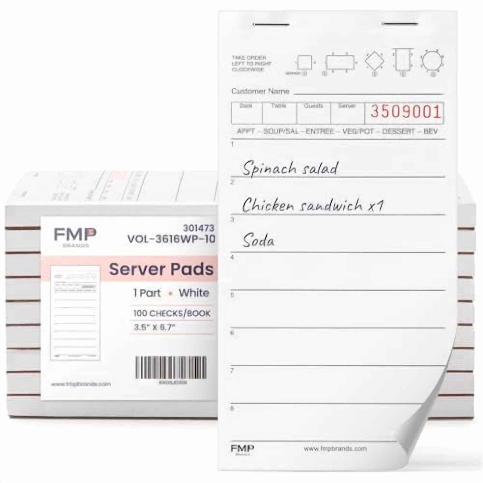FMP Brands 5000 Sheets Server Note Pads (50 Pads Total), 100 Sheets/Pad, Guest Checks for Servers, Waitress Notepads, Guest Check Pads, Restaurant Order Pads, Guest Check Books for Bar, Cafe, Diners