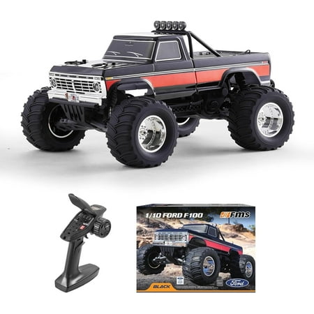 FMS 1/10 Ford F-100 RC Crawler, RTR 2WD Off-Road Truck with Wheelie Bar, High-Torque Motor, Ball Bearing, Hobby Grade Remote Control Car for Adults, Black
