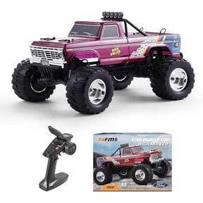 FMS 1/10 Ford F-100 RC Crawler, RTR 2WD Off-Road Truck with Wheelie Bar, High-Torque Motor, Ball Bearing, Hobby Grade Remote Control Car for Adults, High Roller