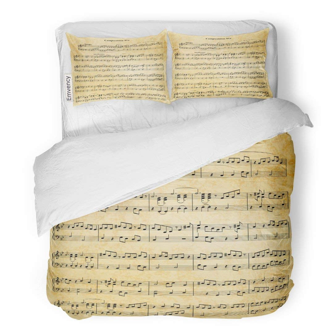 Music Note Bedspread FMSHPON 3 Piece Bedding Set Brown Score Music Note Sheet Difficult ...