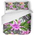 thumbnail image 1 of FMSHPON 3 Piece Bedding Set Colorful Floral Pattern in Romantic Colors Exotic Orchids on Zebra Orange Aloha Twin Size Duvet Cover with 2 Pillowcase for Home Bedding Room Decoration, 1 of 1