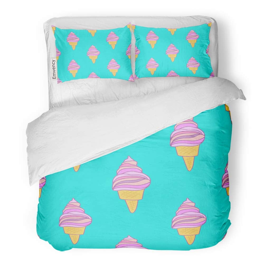 FMSHPON 3 Piece Bedding Set Cute Pink Ice Cream Cones Child Girly in ...
