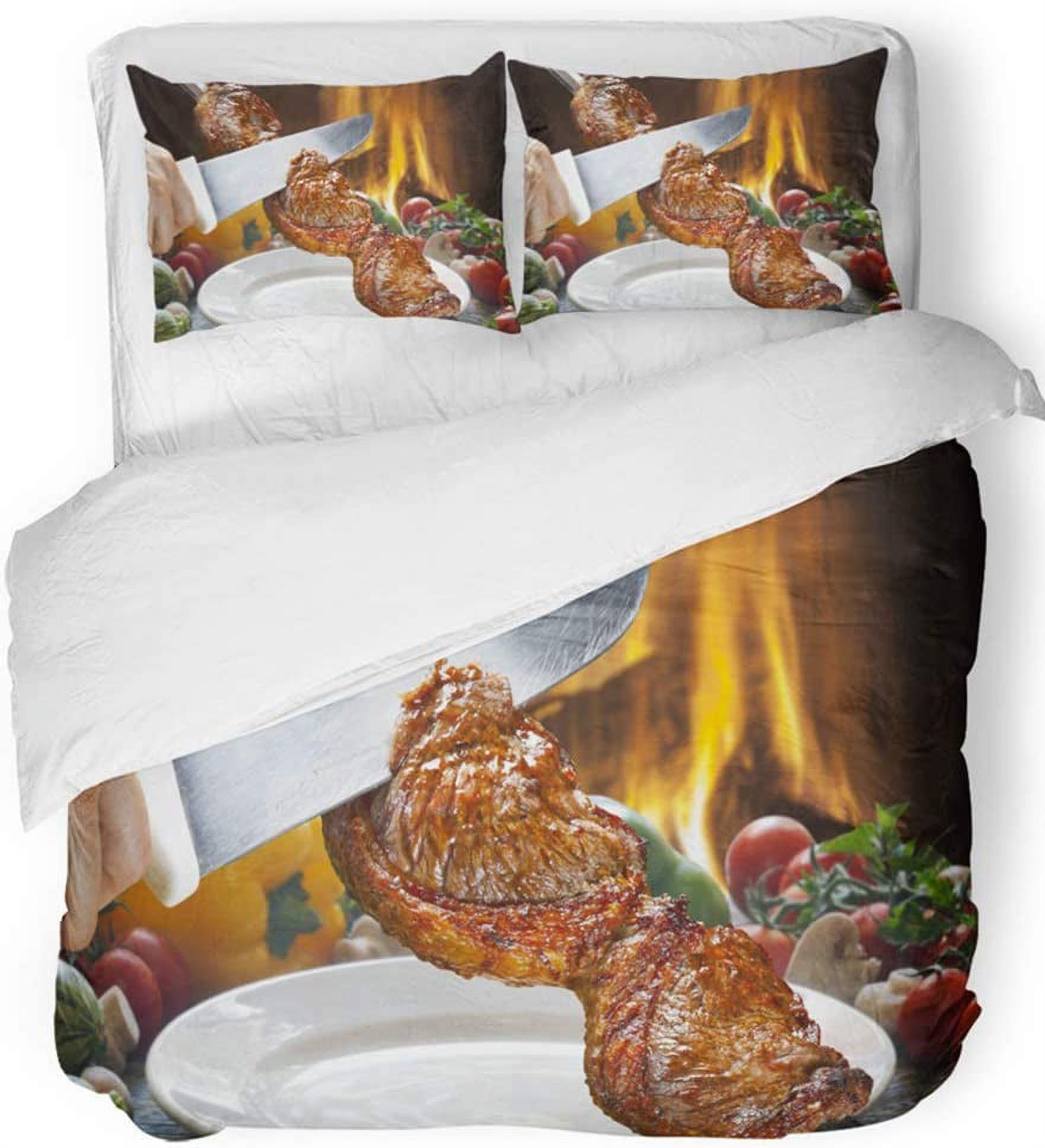 FMSHPON 3 Piece Bedding Set Green Meat Picanha Traditional Brazilian