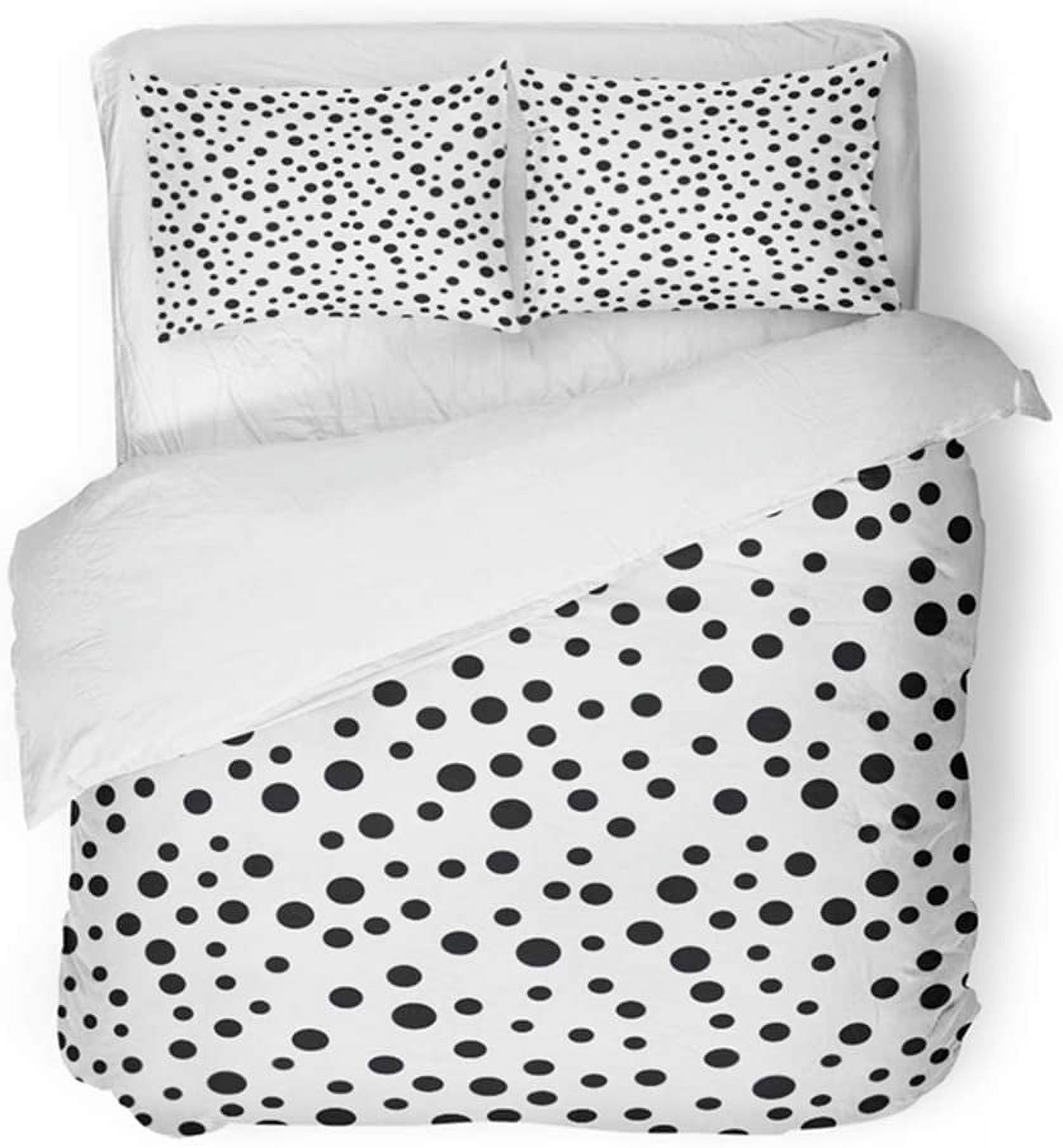 FMSHPON 3 Piece Bedding Set Polka Dot Geometric Black and White Spot of