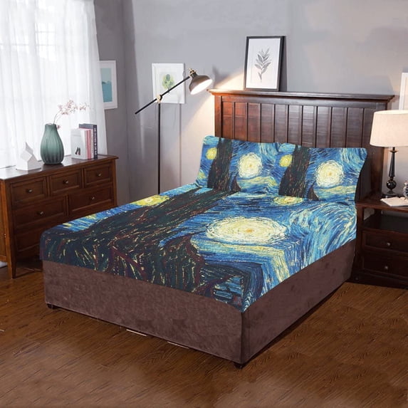 FMSHPON 3 Piece Bedding Set The starry night Twin Size Duvet Cover with 2 Pillowcase for Home Bedding Room Decoration