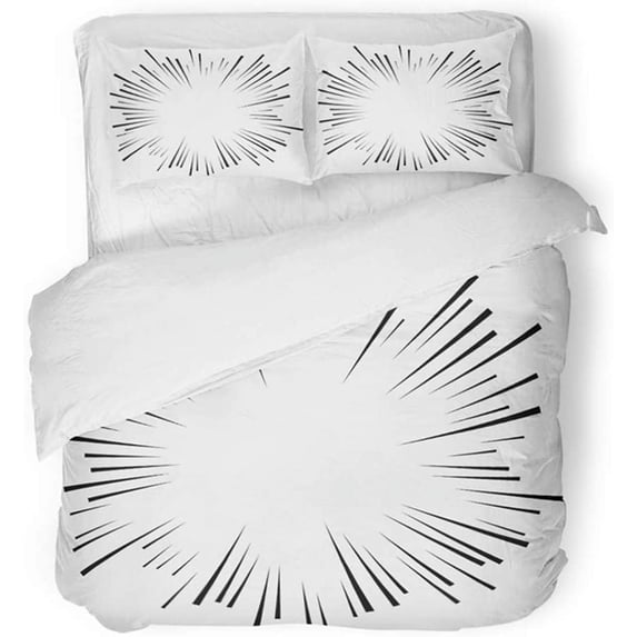 FMSHPON 3 Piece Bedding Set Zoom Comic Explosion Effect Radiating Radial Lines Starburst Sunburst Burst Sun Twin Size Duvet Cover with 2 Pillowcase for Home Bedding Room Decoration