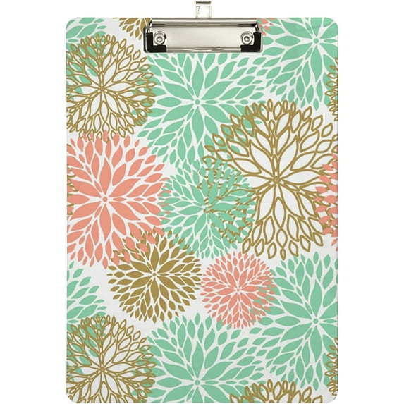 FMSHPON Abstract Beautiful Flowers Art Clipboard Hardboard Wood Nursing Clip Board and Pull for Standard A4 Letter 13x9 inches