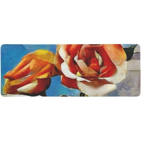 FMSHPON Abstract Floral Art Decor, Beautiful Roses Flowers Bouquet Painting Extra Extended Large Gaming Mouse Pad Mat Desk Pad Keyboard Mat 31.5x12 inch