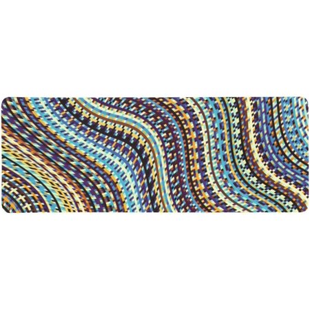 FMSHPON Abstract Mosaic Pattern Blue Wavy Fractal Image Extra Extended Large Gaming Mouse Pad Mat Desk Pad Keyboard Mat 31.5x12 inch