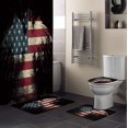 thumbnail image 1 of FMSHPON American Flag Decor 4 Piece Bathroom Set Shower Curtain Bath Rug Contour Mat and Toilet Lid Cover, 1 of 7