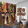 thumbnail image 1 of FMSHPON Artistic Women 4 Piece Bathroom Set Shower Curtain Bath Rug Contour Mat and Toilet Lid Cover, 1 of 8