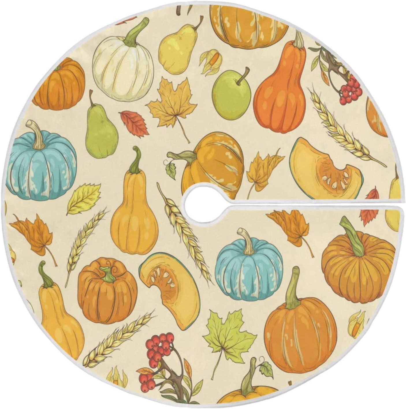 Pumpkins And Golden Leaves XR1209012CL Quilted Round Mat main image 1