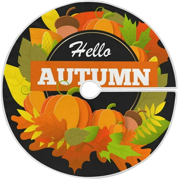 FMSHPON Autumn Pumpkin Xmas Christmas Tree Skirt Stand Mat for Holiday Party Decoration Indoor Outdoor 36 inches