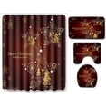 thumbnail image 1 of FMSHPON Bath Christmas Style 4 Piece Bathroom Set Shower Curtain Bath Rug Contour Mat and Toilet Lid Cover, 1 of 8
