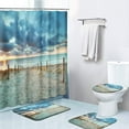 thumbnail image 1 of FMSHPON Beach Landscape Sunset 4 Piece Bathroom Set Shower Curtain Bath Rug Contour Mat and Toilet Lid Cover, 1 of 8