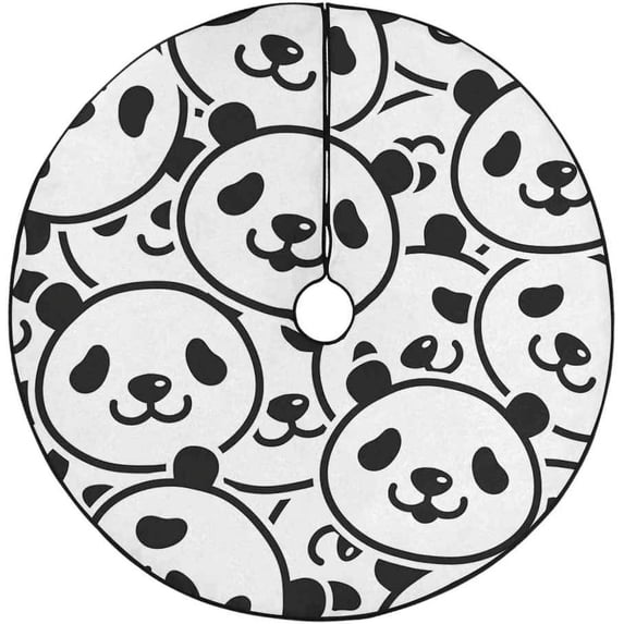 FMSHPON Bear Panda Cartoon Xmas Christmas Tree Skirt Stand Mat for Holiday Party Decoration Indoor Outdoor 36 inches