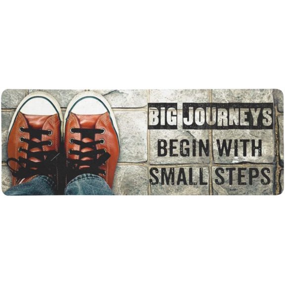 FMSHPON Big Journeys Begin with Small Steps Inspiration Quote Shoes on Street Extra Extended Large Gaming Mouse Pad Mat Desk Pad Keyboard Mat 31.5x12 inch