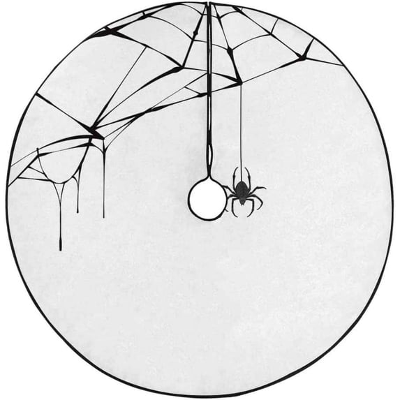 FMSHPON Black Spider Web Xmas Christmas Tree Skirt Stand Mat for Holiday Party Decoration Indoor Outdoor 48 inches