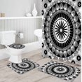 thumbnail image 1 of FMSHPON Black White 4 Piece Bathroom Set Shower Curtain Bath Rug Contour Mat and Toilet Lid Cover, 1 of 7