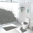 thumbnail image 1 of FMSHPON Black White Line 4 Piece Bathroom Set Shower Curtain Bath Rug Contour Mat and Toilet Lid Cover, 1 of 8