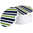 thumbnail image 1 of FMSHPON Blue Green and White Stripe Set of 2 Car Coaster for Drinks, Absorbent Ceramic Stone Coasters Cup Mat with Cork Base for Home Kitchen Room Coffee Table Bar Decor, 1 of 5