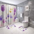 thumbnail image 1 of FMSHPON Butterfly Dandelion Flower 4 Piece Bathroom Set Shower Curtain Bath Rug Contour Mat and Toilet Lid Cover, 1 of 8