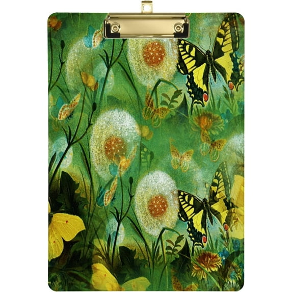 FMSHPON ButterflyDandelion Clipboard Hardboard Wood Nursing Clip Board and Pull for Standard A4 Letter 13x9 inches